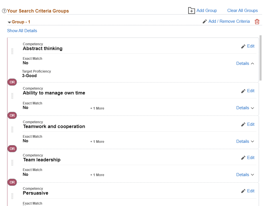 Search Criteria Groups