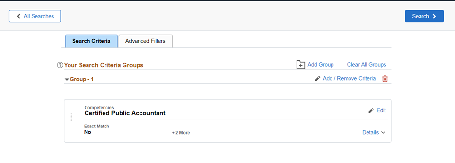 Profile Search - Criteria